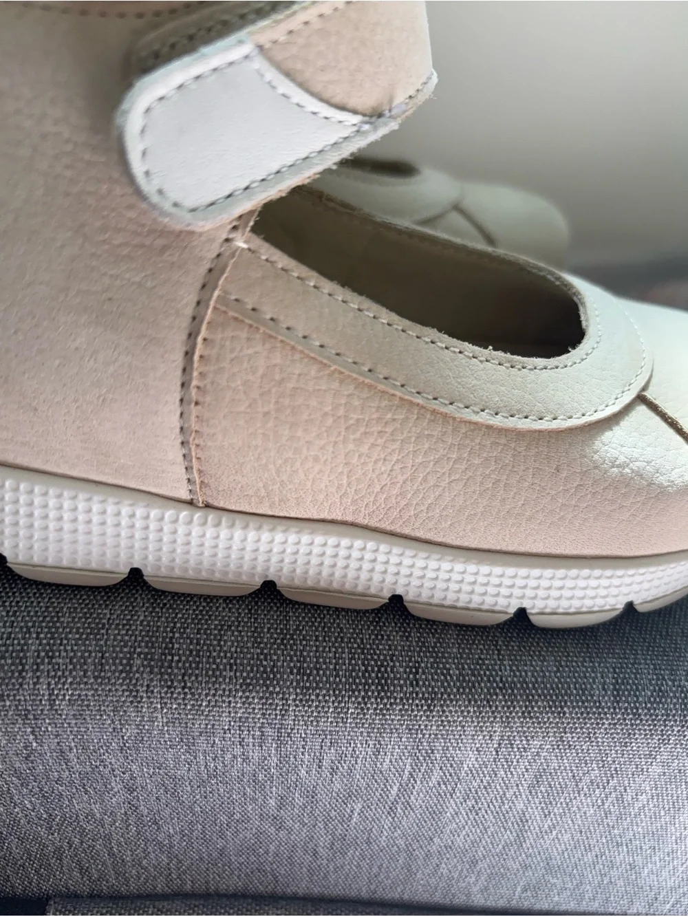 Genuine Leather and Nubuck orthopedic Girls Cream Mary Jane Dress Shoes